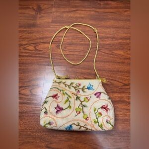 Vintage needlepoint floral handbag